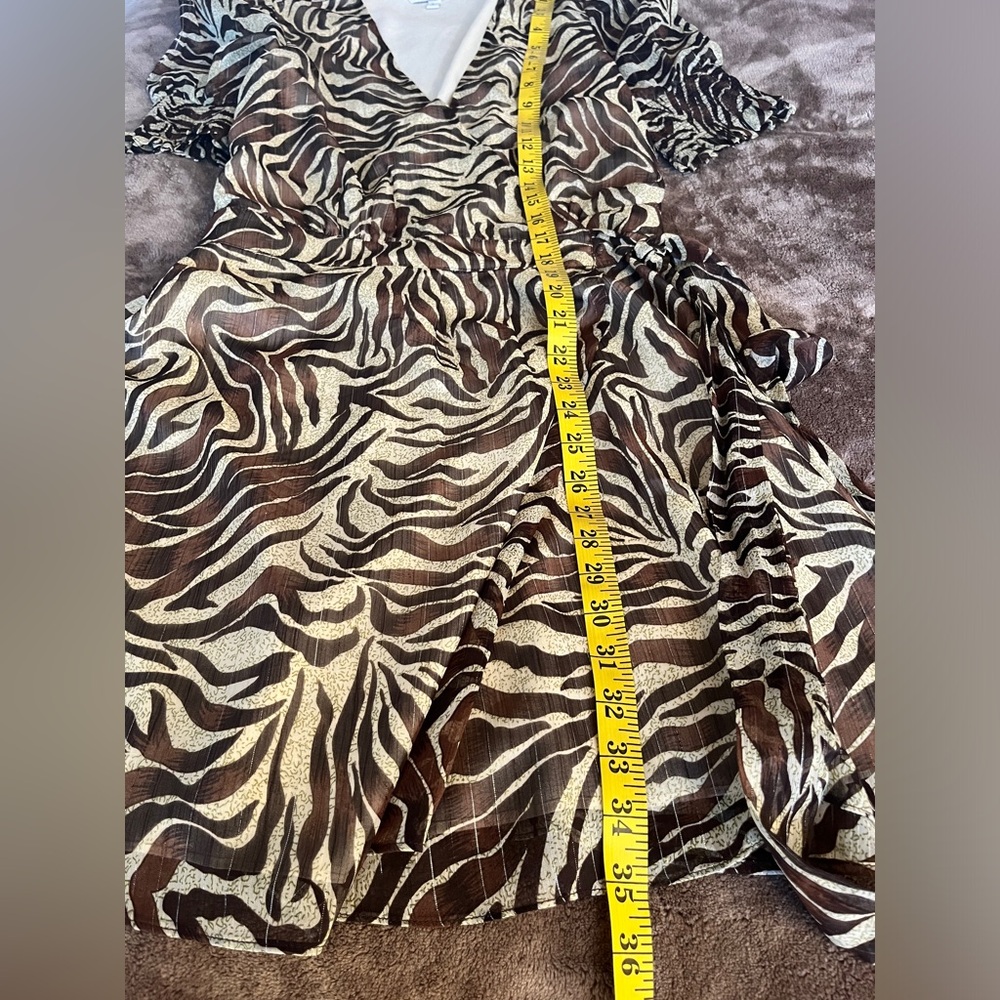 Walter Baker womens Brandi puff sleeve mini wrap dress animal print sz L - Picture 12 of 14
